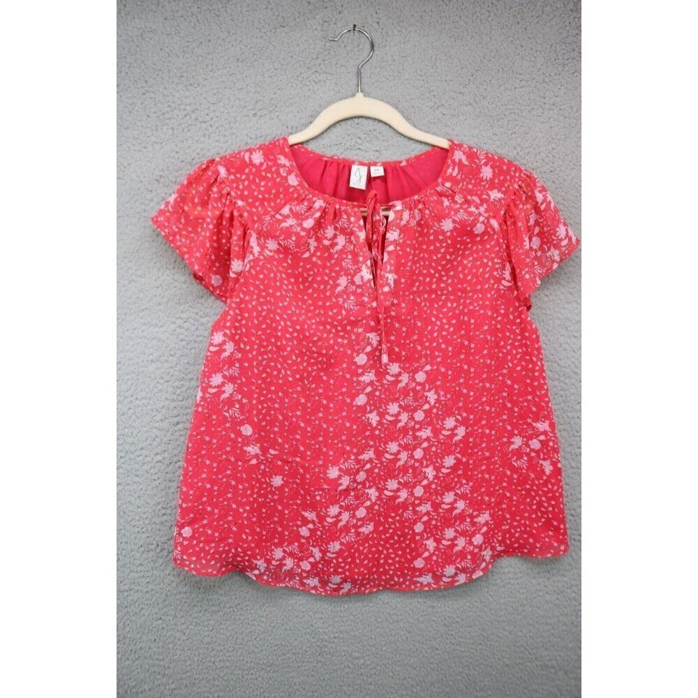 Joie Short Flutter Sleeves Semi-Sheer Top-Lined-Metallics-S/P-Fairy-Cottagecore